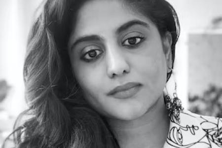Black and white photograph of Suchitra Vijayan